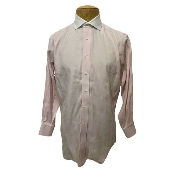 INDIVIDUALIZED SHIRTS Dress Shirt Pink‎ White Contrast Collar Spread Size 16 - Picture 3 of 12